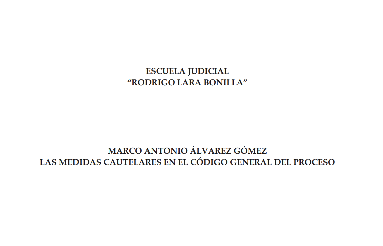 Las medidas cautelares en el código general del proceso
